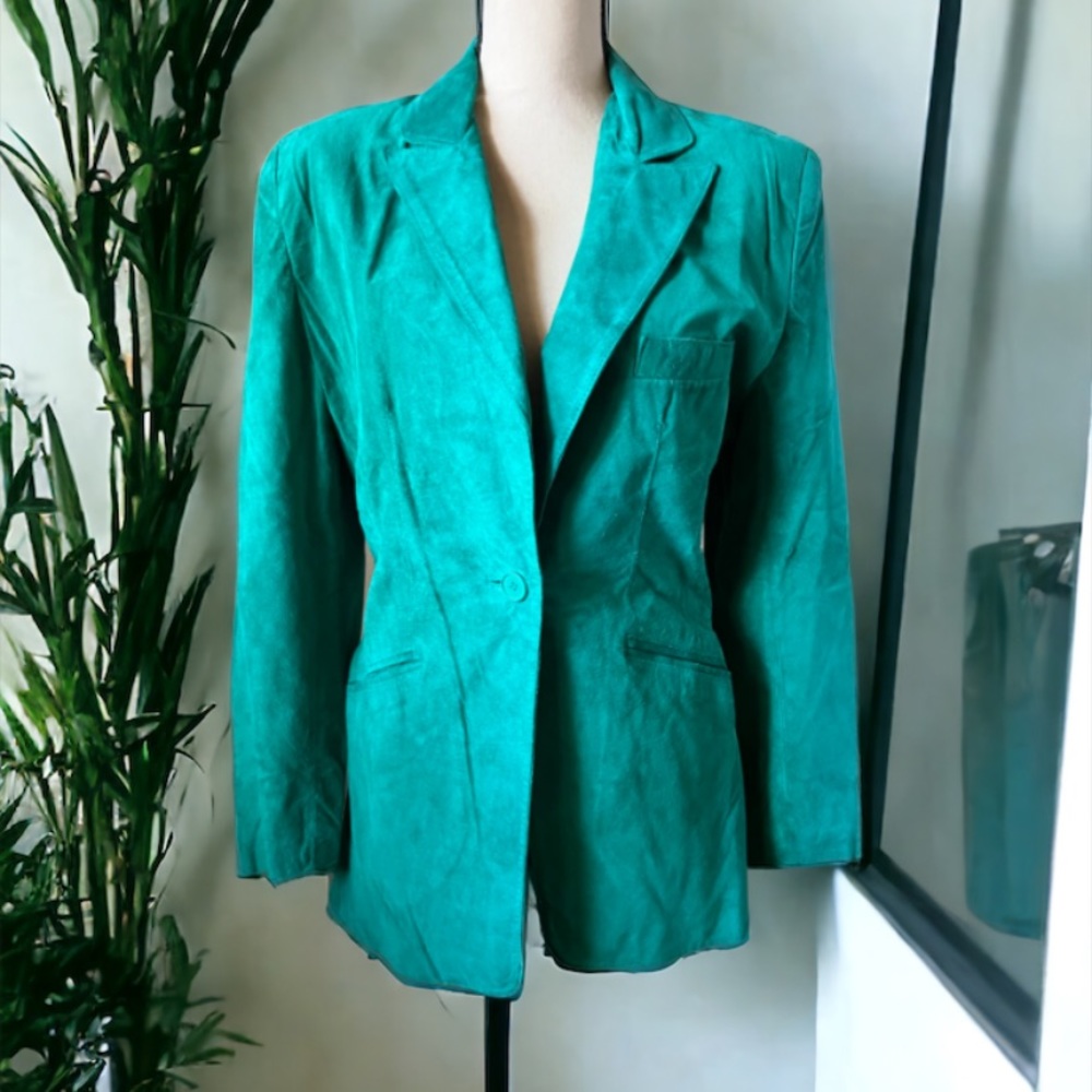 Bagatelle Green Genuine Suede Blazer Size 6 - Picture 5 of 13